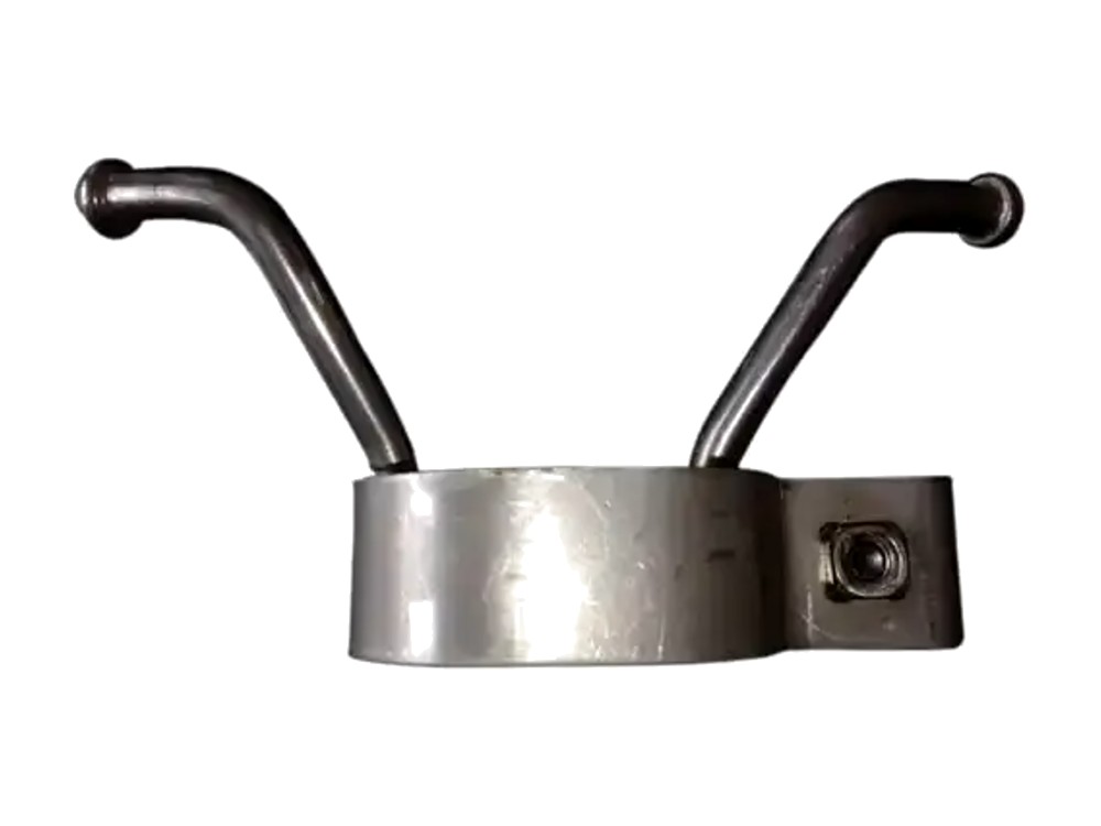 Welded stainless steel bracket with two formed tube handles, made by XCWY