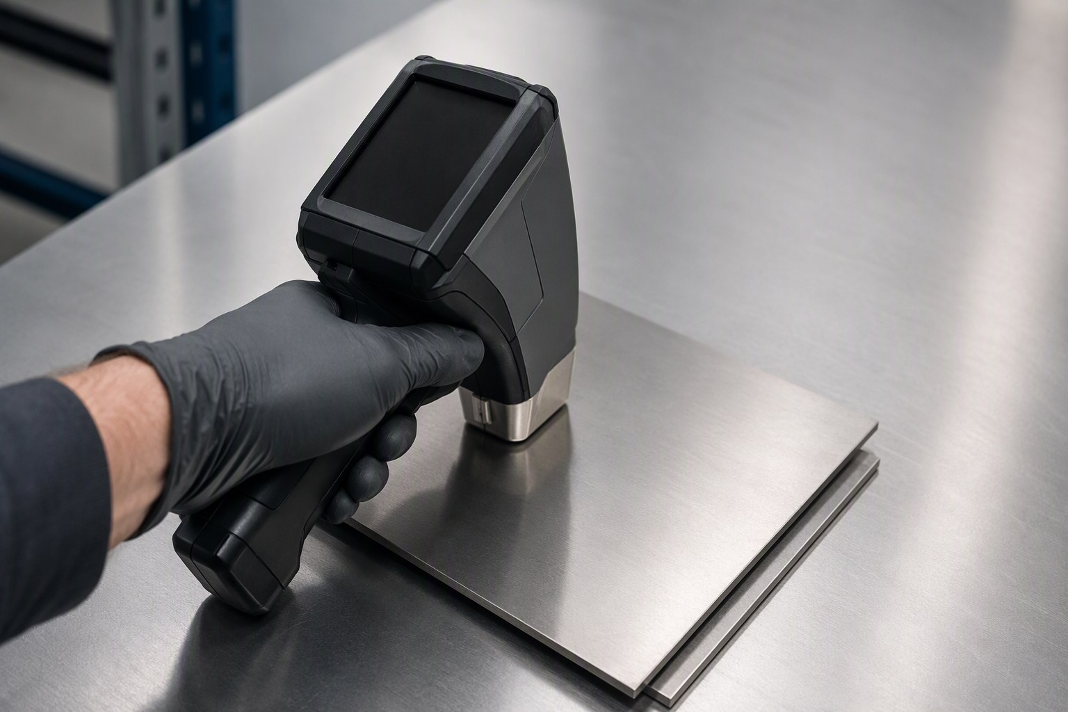 Incoming sheet metal verified with a portable alloy analyser before production